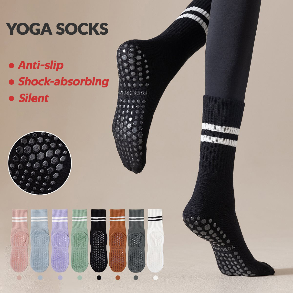3 Pairs Long Yoga Socks with G - Pilates Yoga Youtube review and price